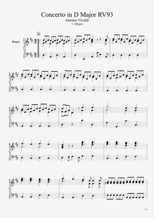 Concert for Guitar & Orchestra RV 93 III. Allegro Antonio Vivaldi guitar pro tab Harp Guitarra y orquesta mysongbook